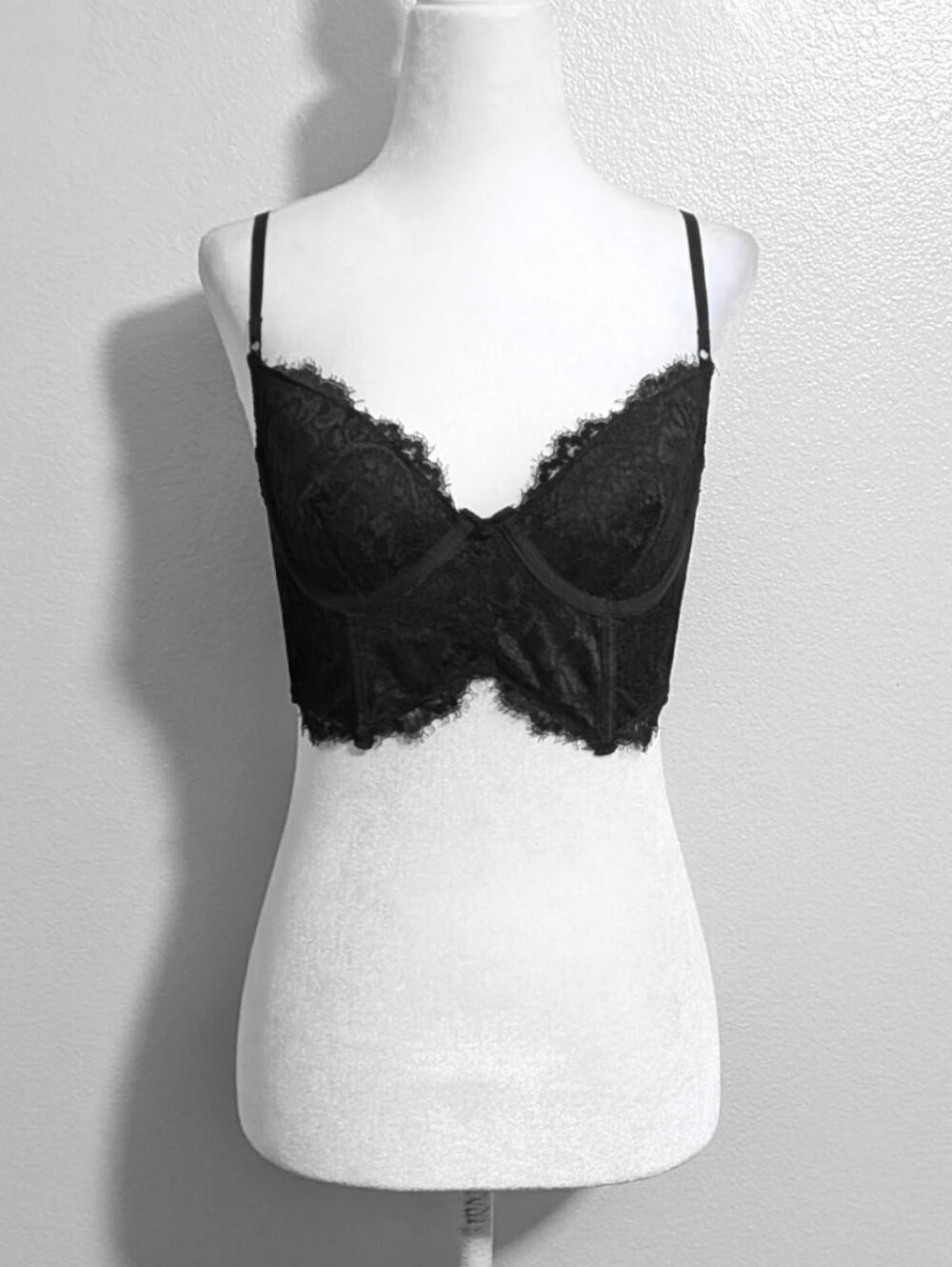 Glassons Black Gothic Lace Fully Boned Cropped Corset Top Y2K Festival | Size S
